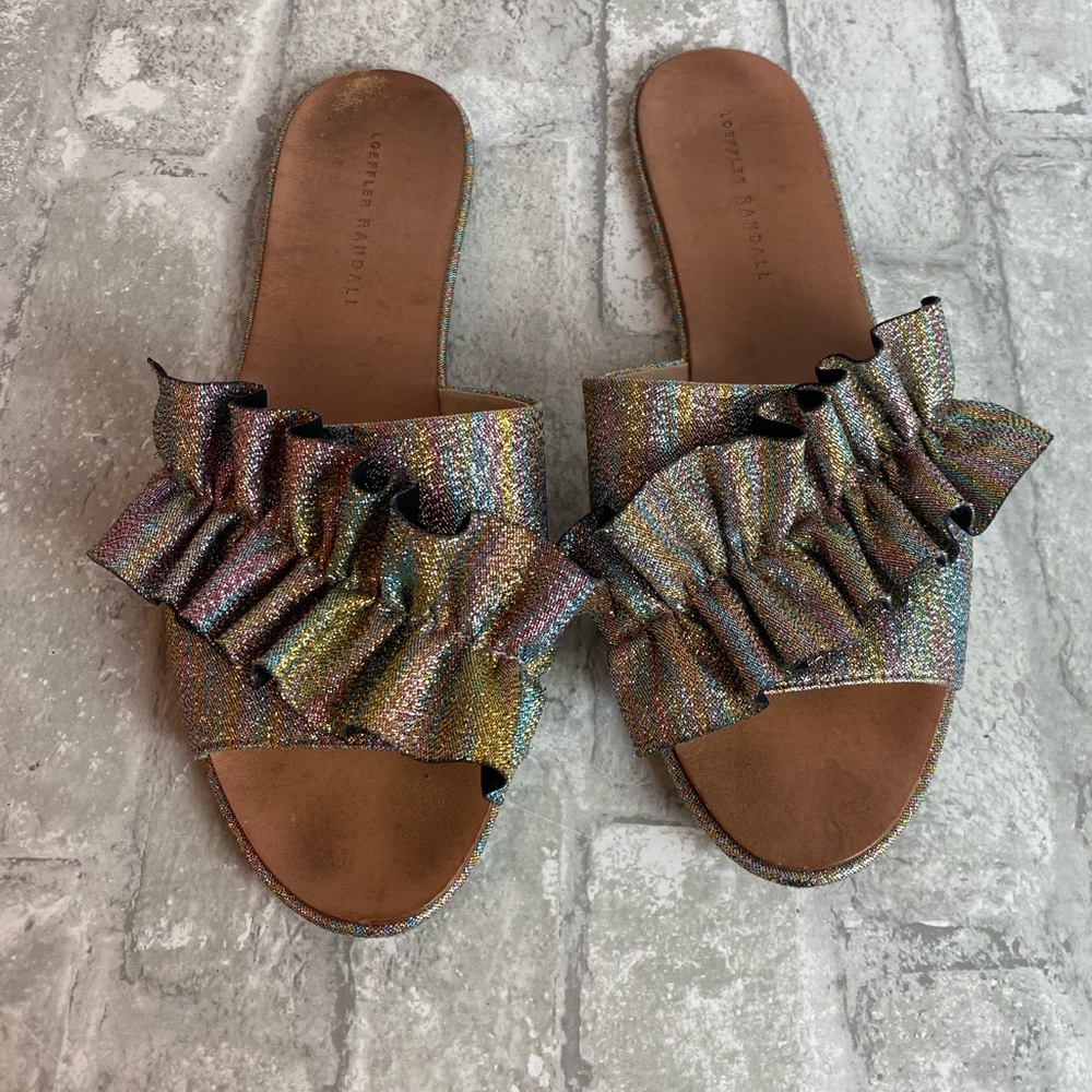 Loeffler Randall Glitter Flat Sandal Slides - Picture 5 of 13